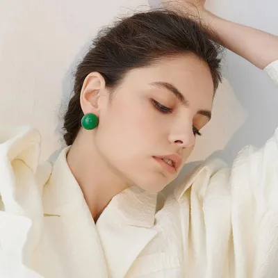 Trendy Colorful Ball Design Candy Earrings